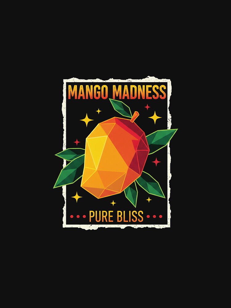 Geometric Mango Madness T-Shirt - Pure Bliss Fruit Design by Merchifyme2000
