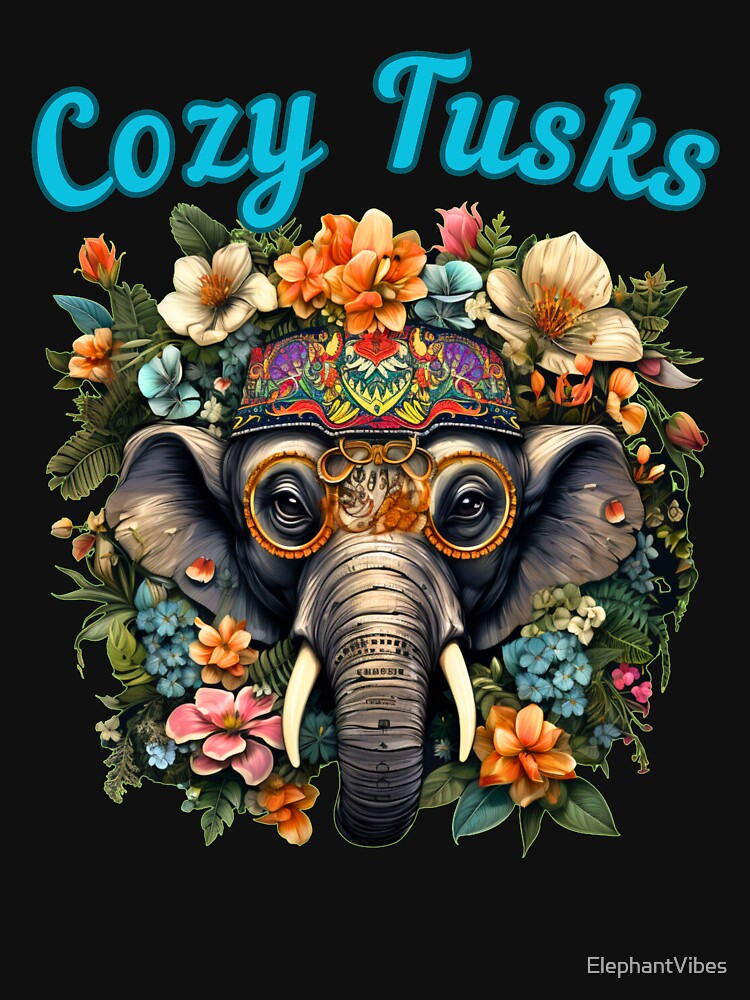 Cozy Tusks. colorful elephant by ElephantVibes