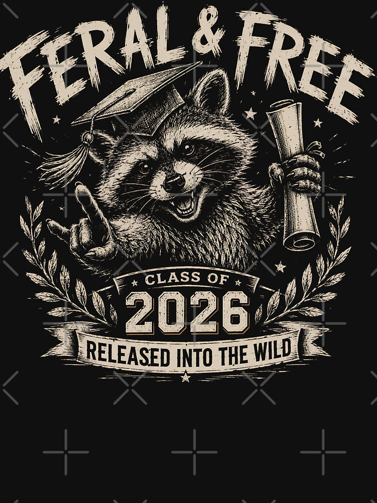 Graduation Shirt | Funny Senior 2026 Gift | Feral and Free Tee | Feral And Free Tee | Sarcastic Senior by THREE LITTLE BEANS