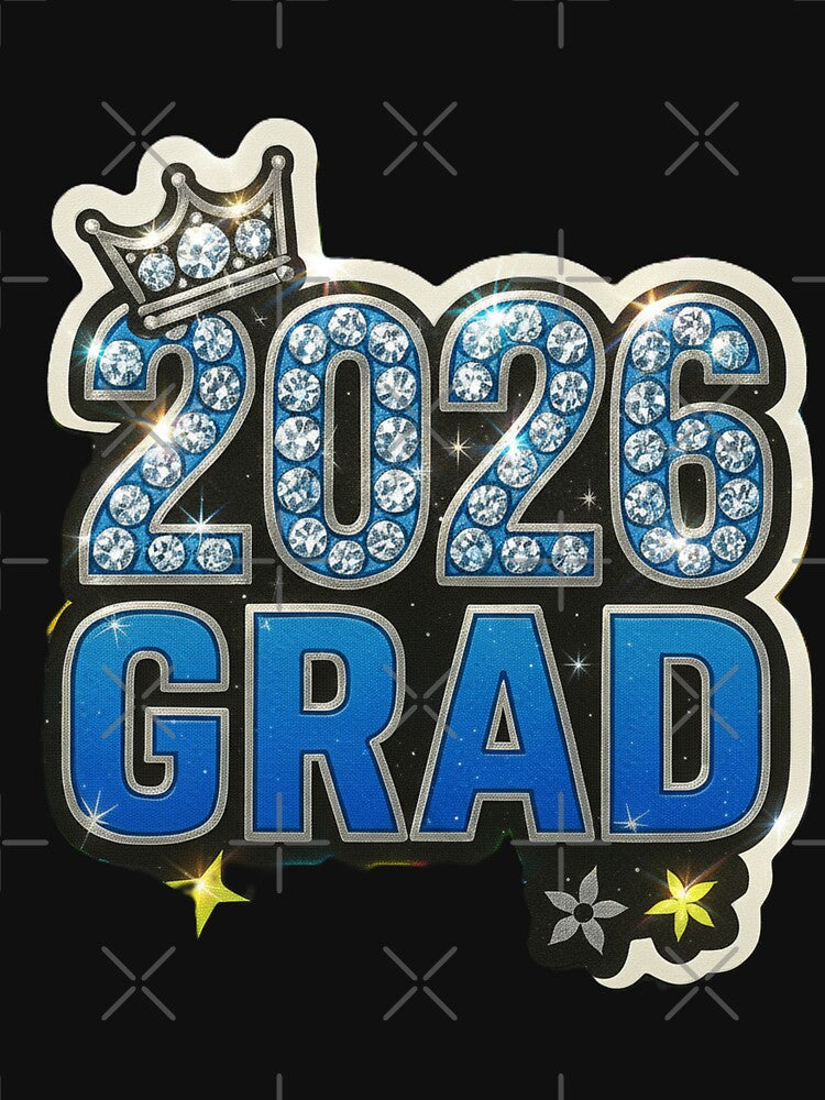 2026 GRAD Sticker – Diamond Crown by 3free3street - Neon & Graffiti Digital Art