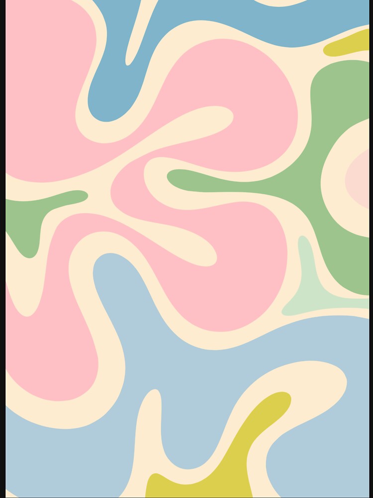 Smooth Contours Retro Modern Abstract Pattern Pastel Pink Blue Green Cream by kierkegaard
