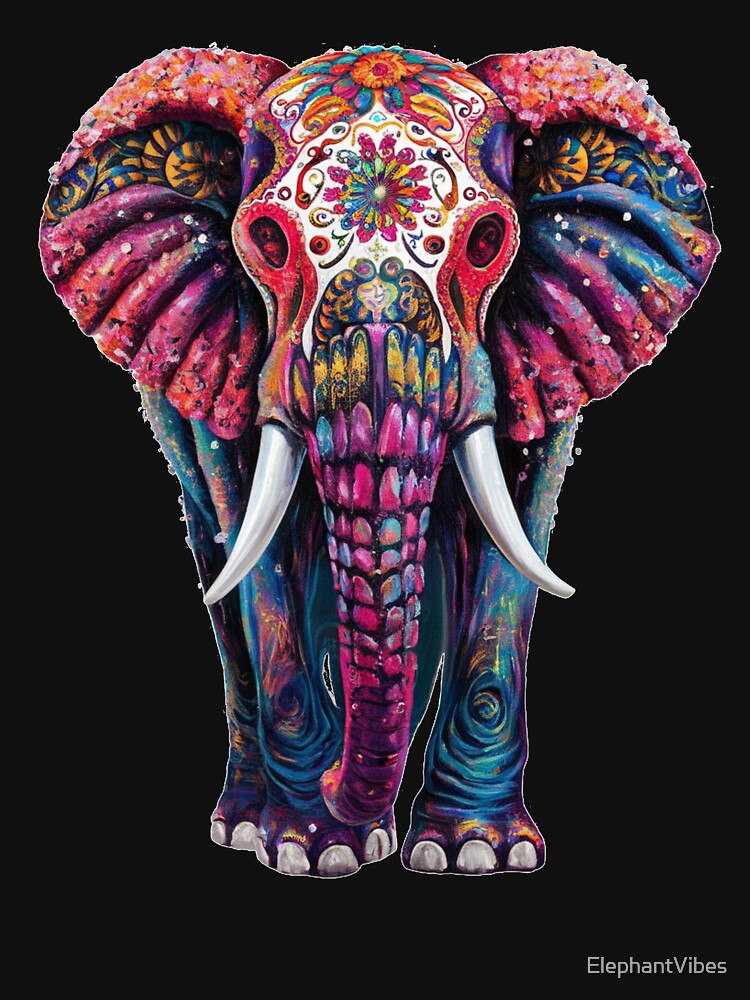 Elephant Portrait. sugar skull day, day of the dead, calavera, mexican skull, colorful skull, candy skull by ElephantVibes