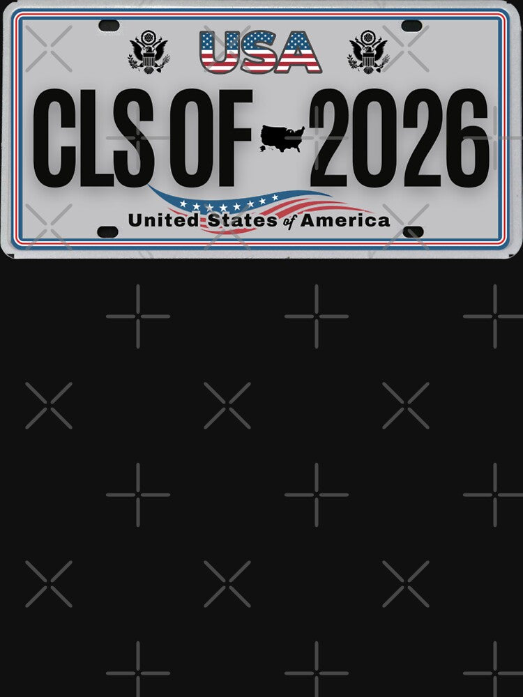 Class of 2026 – USA License Plate Style Graduation Design with American Flag by GFamilyC