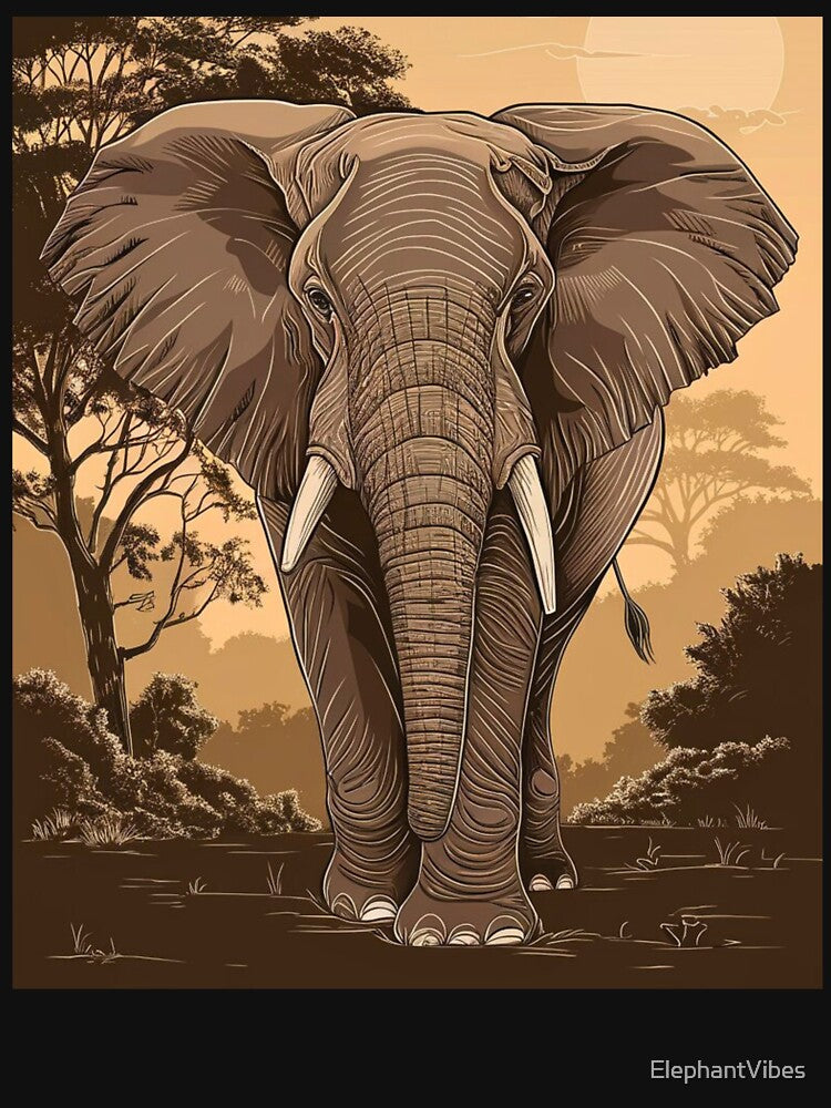 Elephant Portrait. elephant line, elephant drawing, abstract elephant, colorful elephant by ElephantVibes