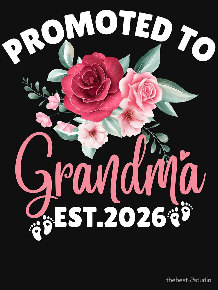 Promoted To Grandma Est. 2026 Floral Funny Pregnancy Announcement by thebest-2studio