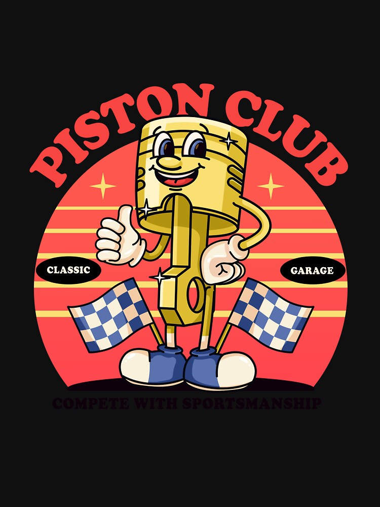 Piston club, piston mascot character with race flag by Kevyn Adha