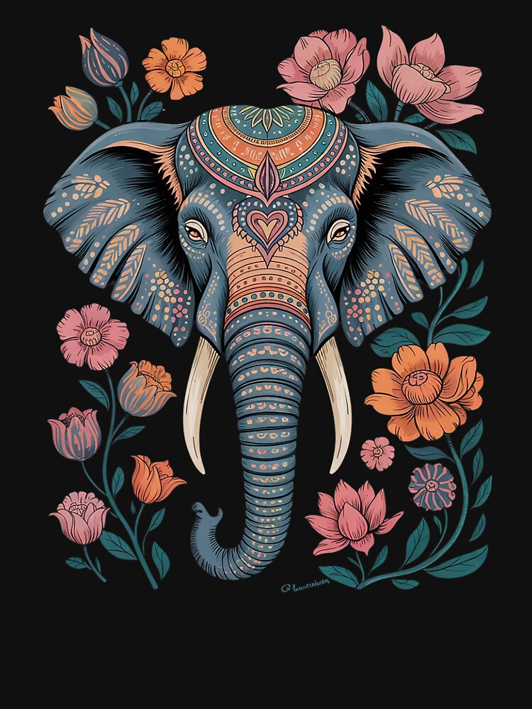Floral Elephant Spring Nature Save The Elephants by angolinnArt