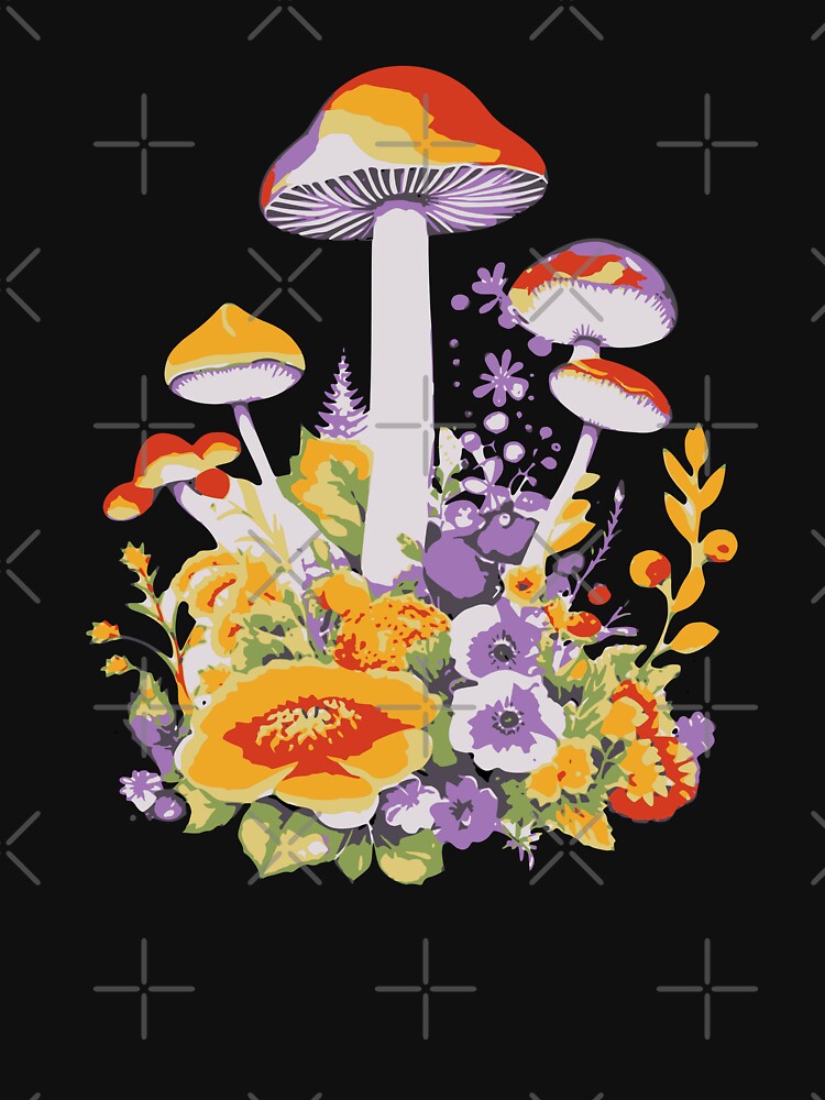 Cottagecore Mushrooms And Flowers by Khihi