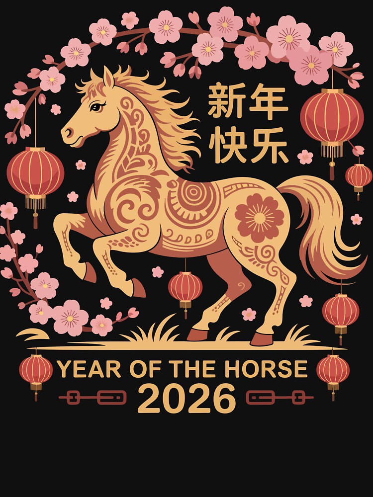 Year of the Horse 2026 Chinese New Year – Lunar New Year vwith Horse by Oualid Art