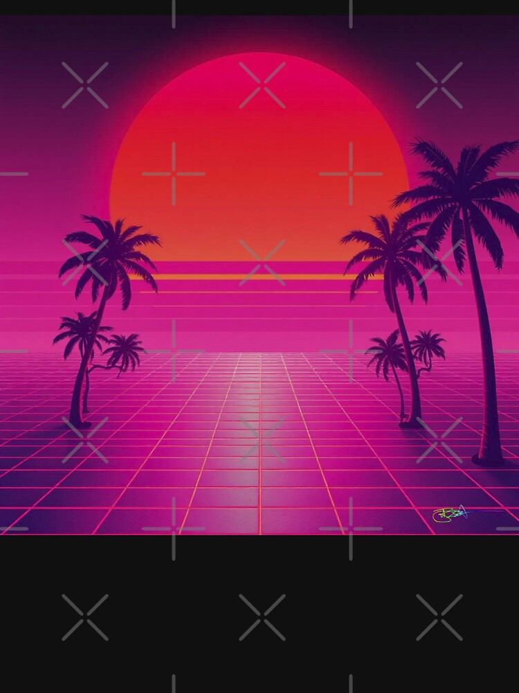 Synthwave Summer Retro 80s Neon Landscapes 372 by Benito Del Ray