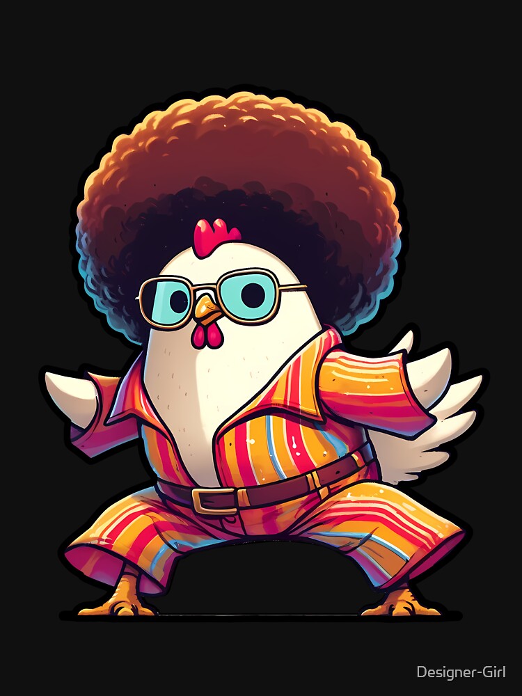 Dancing Disco Chicken Afro 70s 80s Retro Poultry Lover by Designer-Girl
