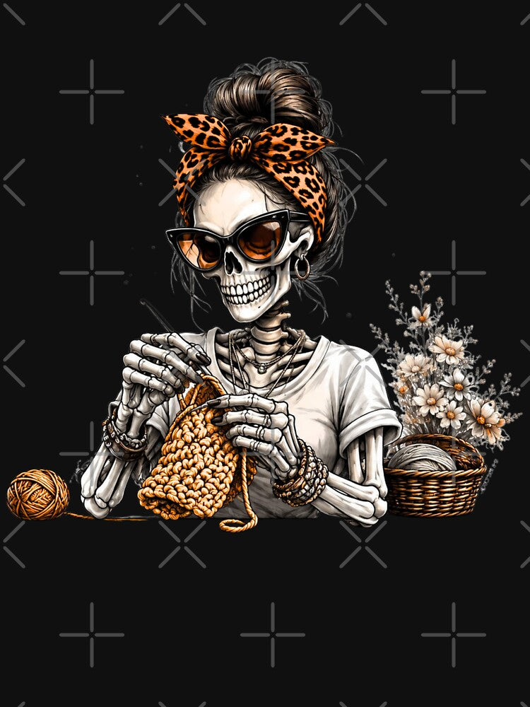 Crochet Skeleton Leopard Messy Bun – Funny Knitting Crochet Lover Aesthetic Design by bilal sibgui
