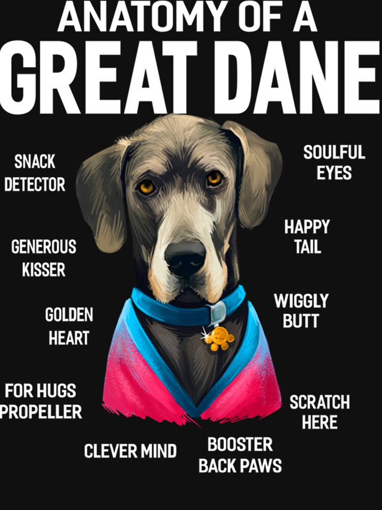 Dogs 365 Anatomy of a Great Dane Dog Funny Gift Pullover Hoodie by augetjalegrei