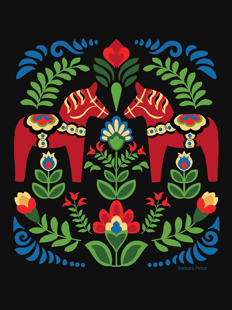 Swedish Dala Horses Red by Barbara Pixton