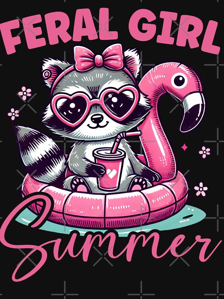 Feral Girl Summer Raccoon Summer Vacation Funny Meme by ohmier
