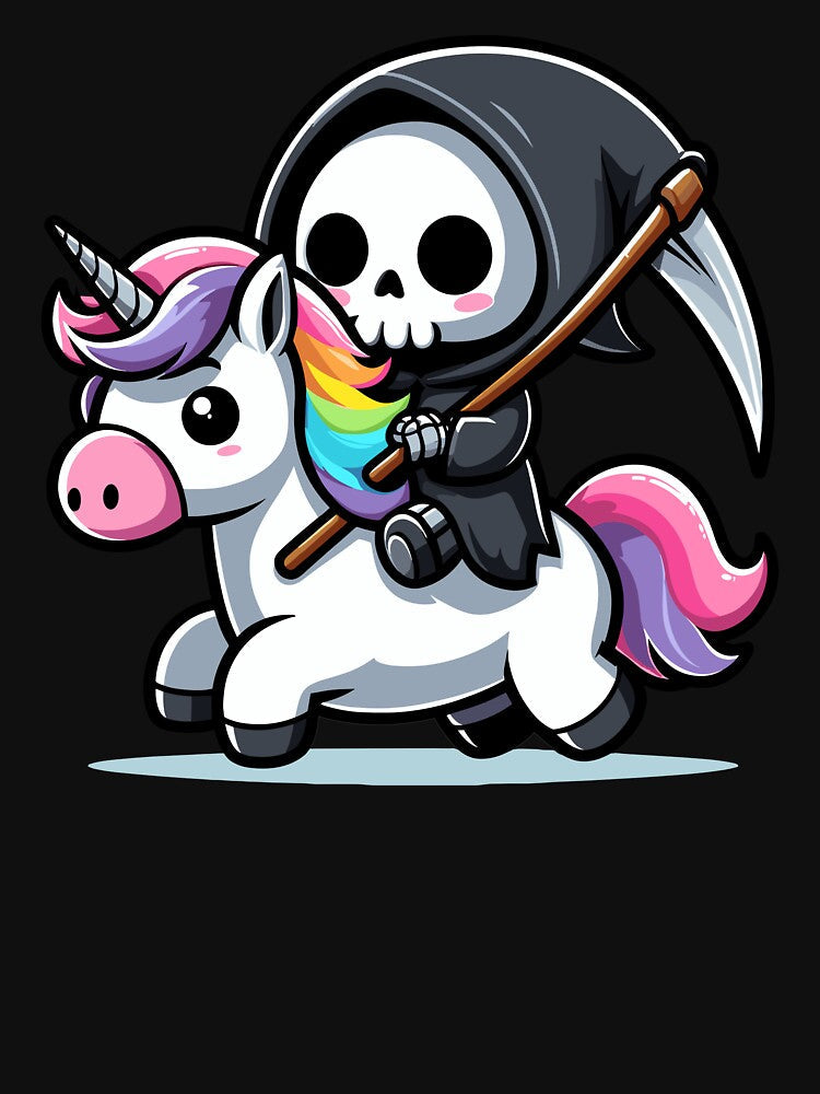 Cute Reaper Riding Unicorn by Kawaii-n-Spice