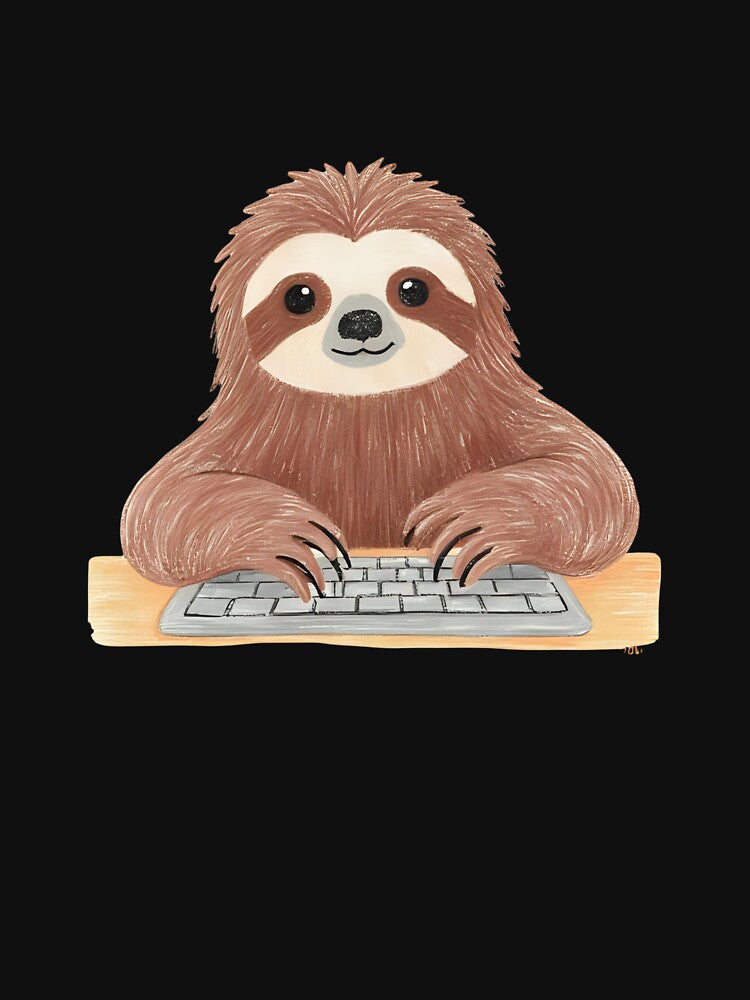 Lazy Sloth Using a Computer by slothabelle