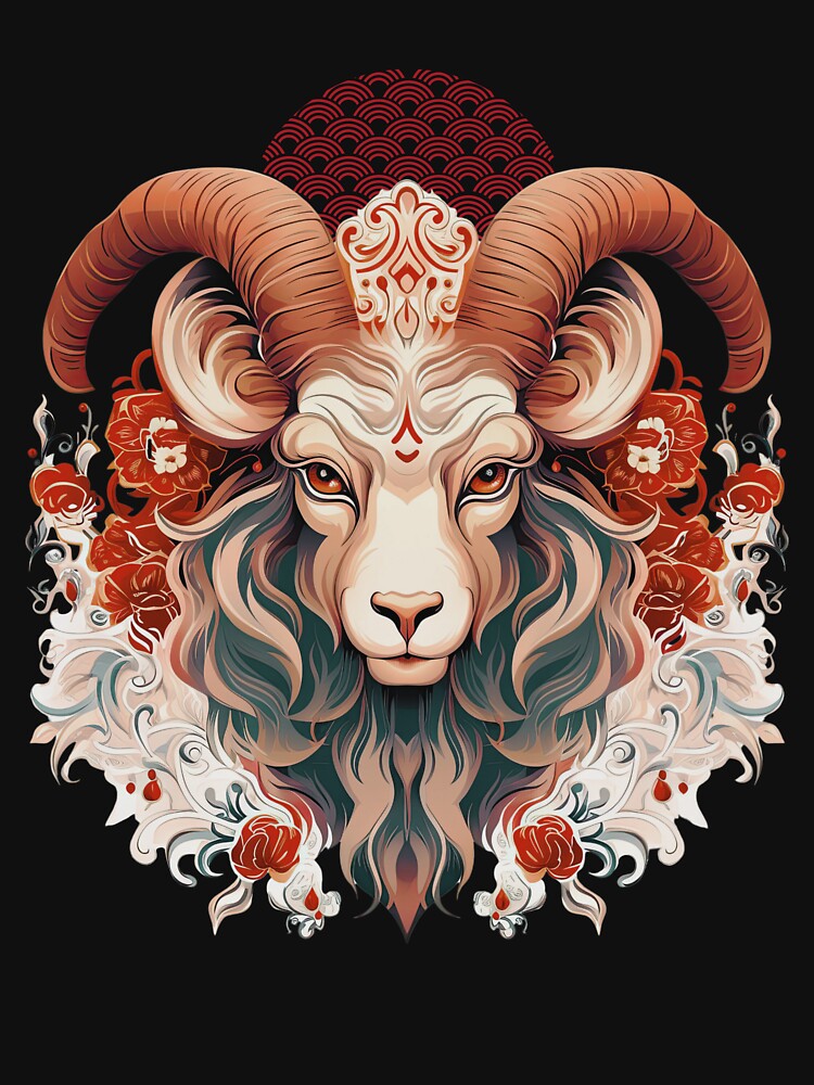 Vintage Goat  --black Background by CosmicNook1