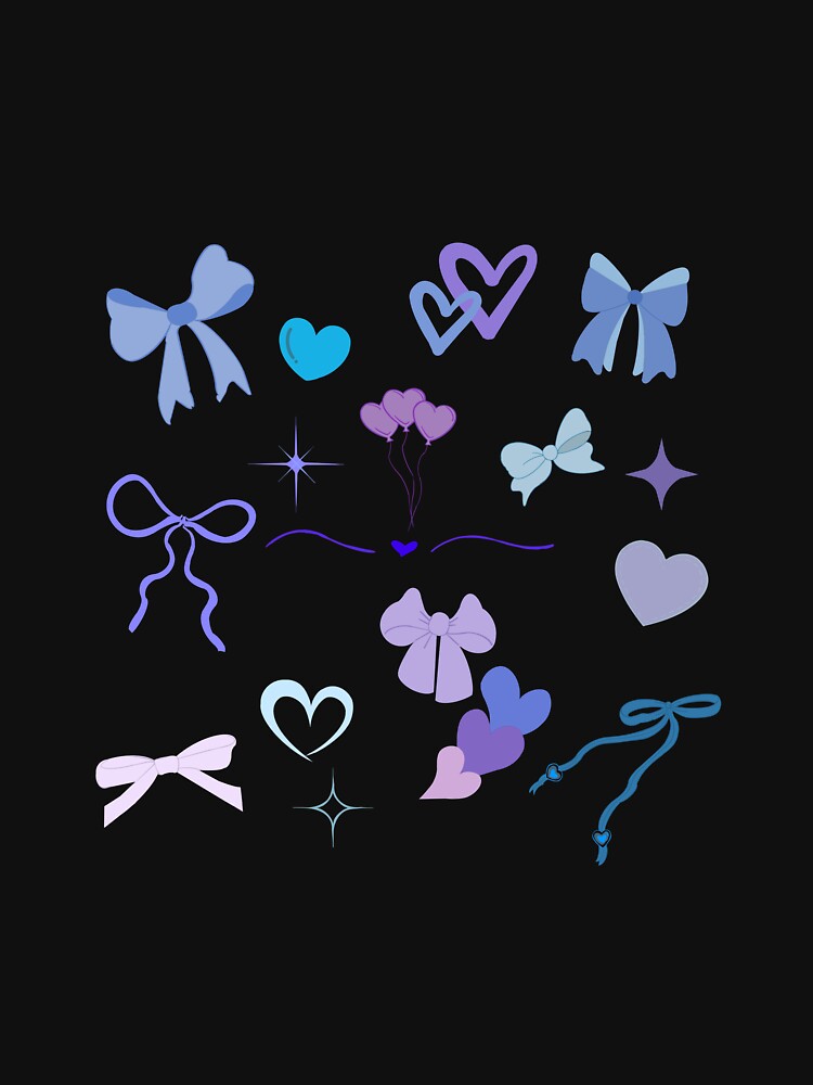 Purple and blue bow and heart set by J-designing01