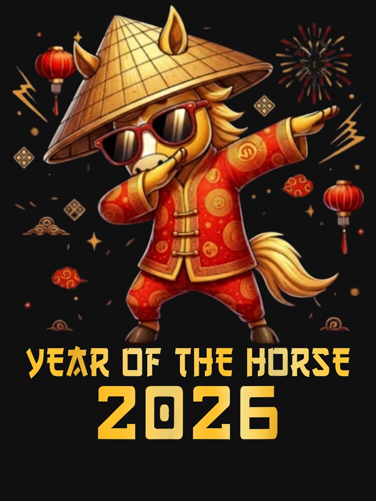 Dabbing Year Of The Horse 2026 - Chinese New Year by pixldraw