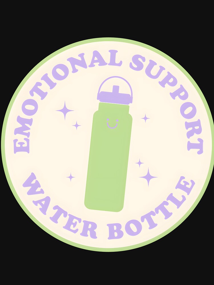 Emotional Support Water Bottle Green And Pink by KimberlyRGreene