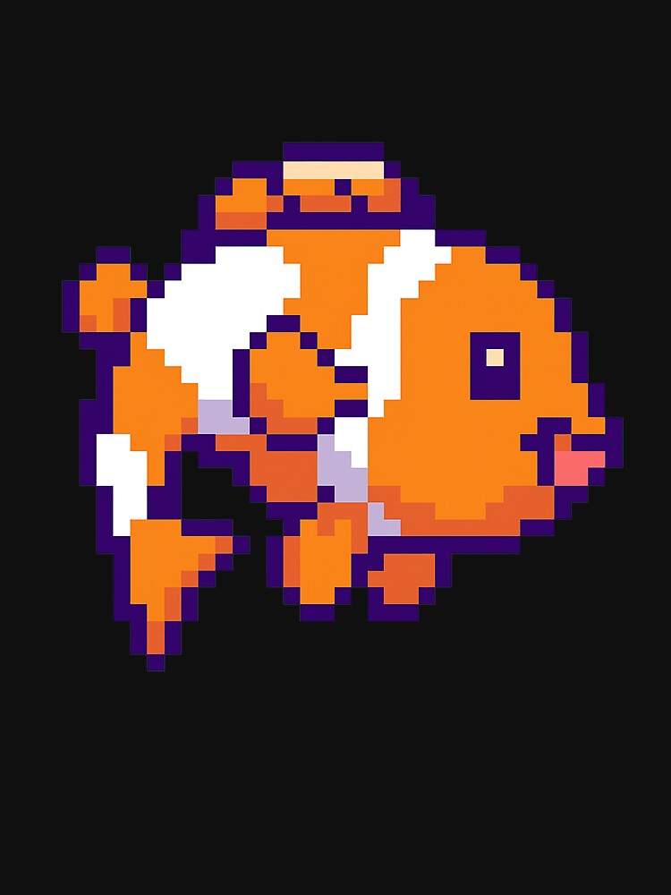 Pixel clownfish in orange and white by PixelMarrero