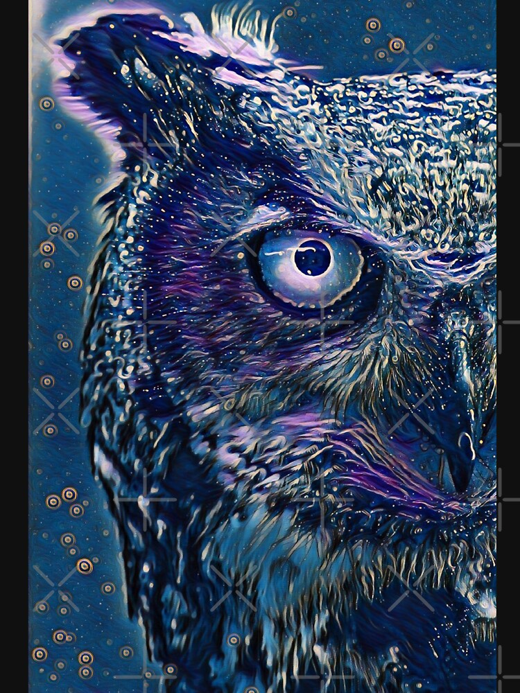 Glowing Midnight Art Portrait Great Horned Owl Bird Face by TheWildFlix