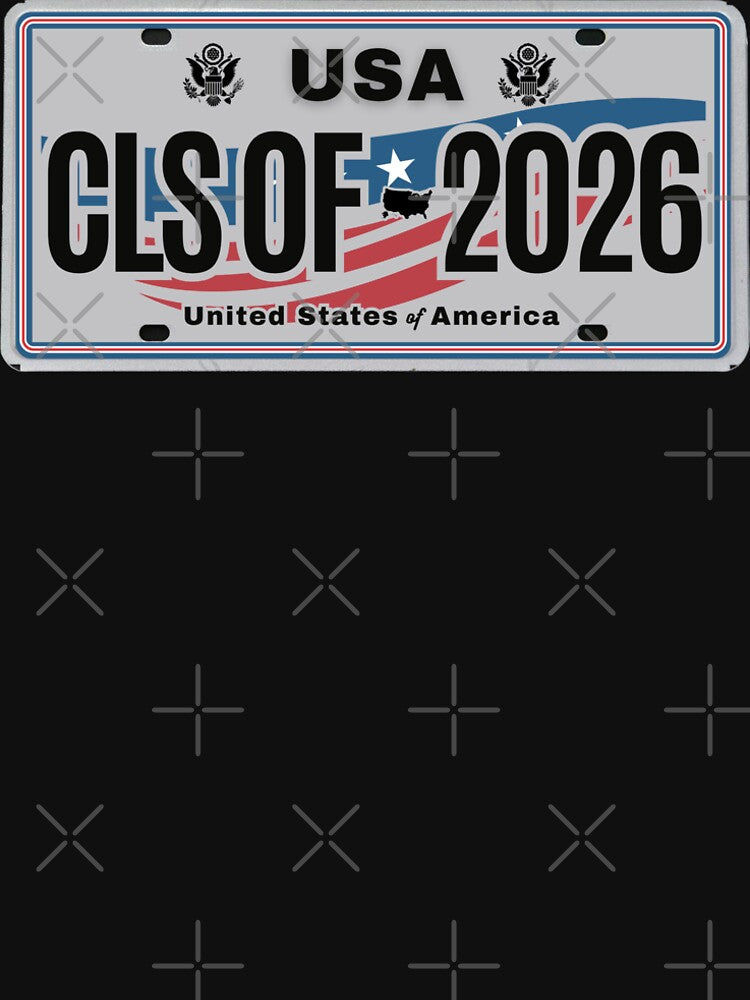 Class of 2026 – USA License Plate Style Graduation Design with American Flag Wave by GFamilyC