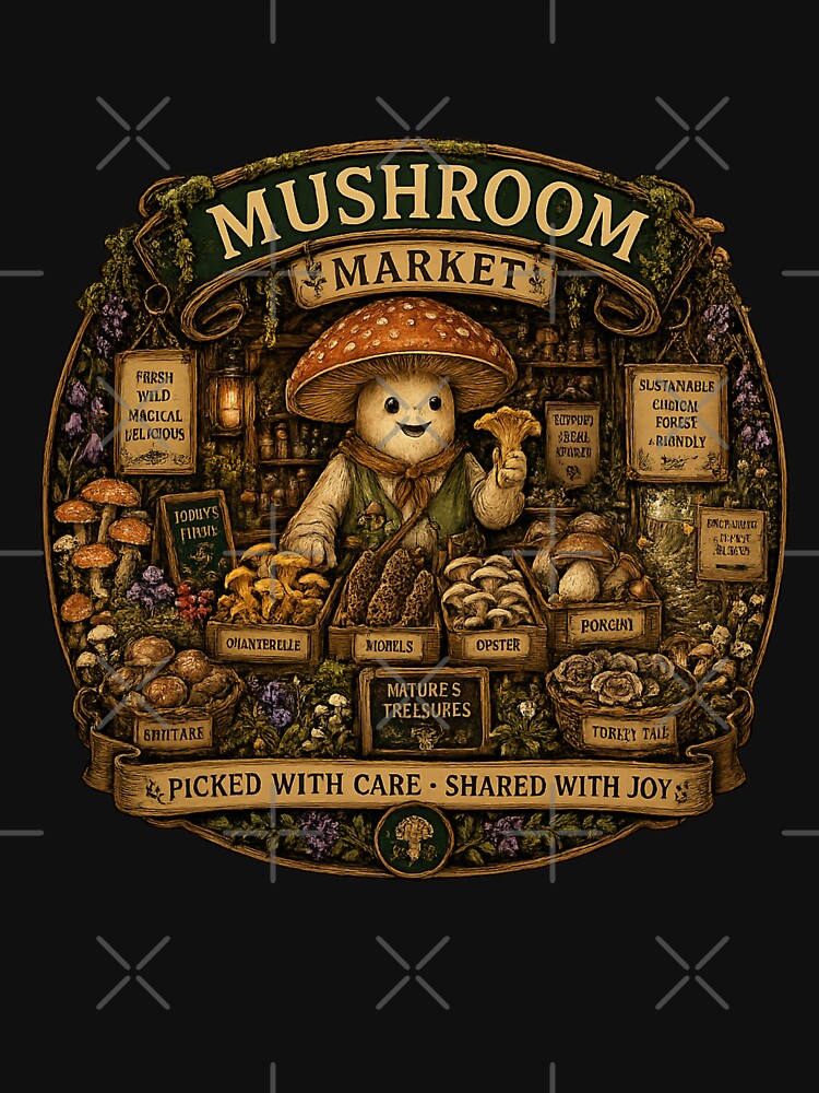 Mushroom Market Cottagecore Shirt | Vintage Mushroom Shop | Cozy Forest Forager | Botanical Nature Lover | Mycology Gift by MrDev