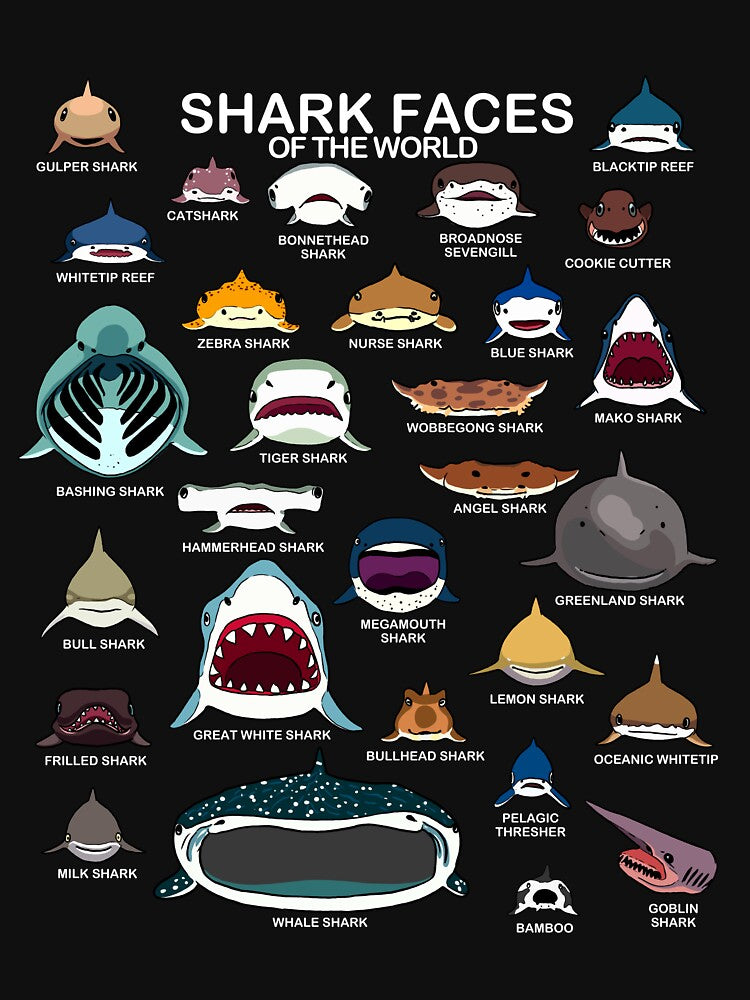 Shark Faces Of The World Love Sharks Kids Shark Mouth Gear by DynamicDesign
