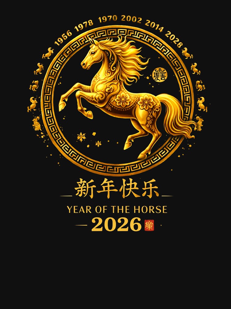 Happy New Year Year of the Horse 2026 Chinese Zodiac by SofenArt
