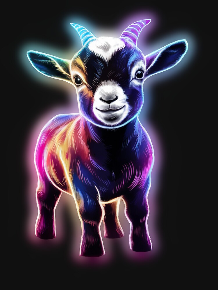 Small Young Little Cute Baby Goat Neon by JackJacek