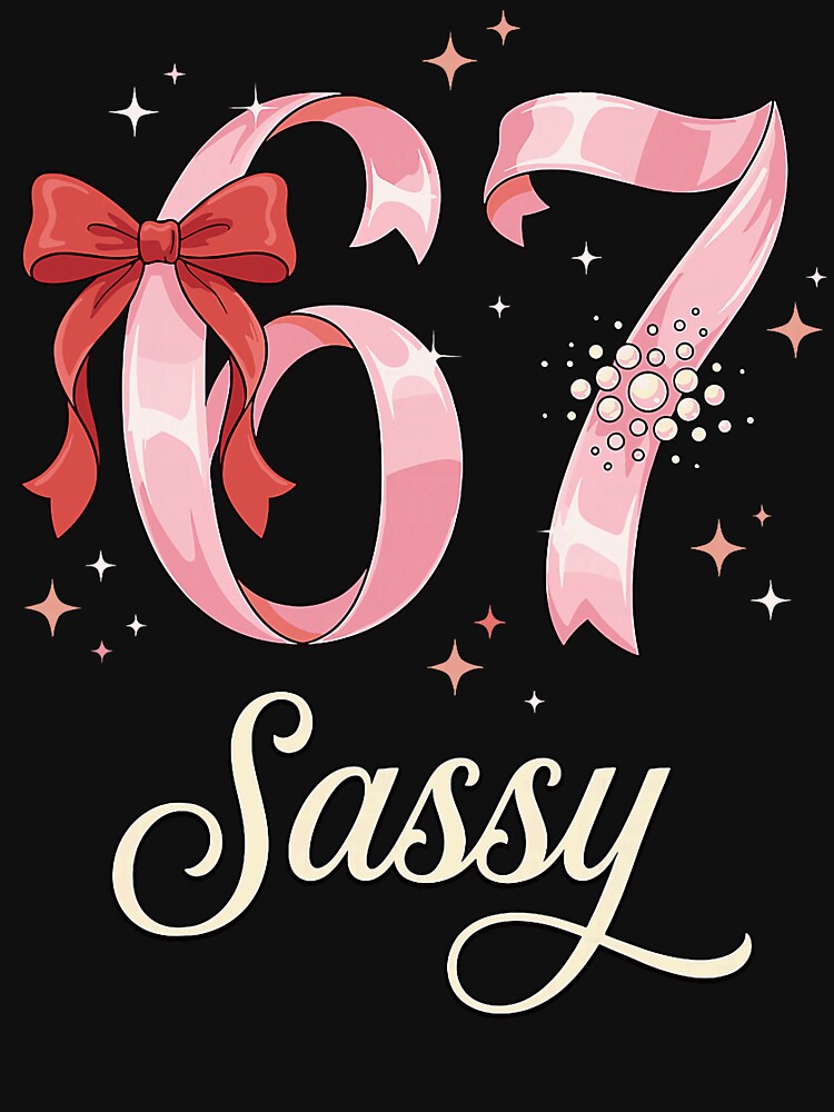 67 Sassy Pink Ribbon 67 Bow Pearls Coquette Aesthetic Y2K Six Seven Meme by pansak