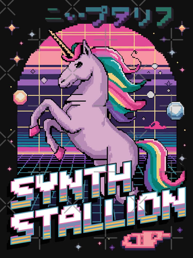 Synth Stallion – Retro Unicorn Pixel Art by NaturePixel