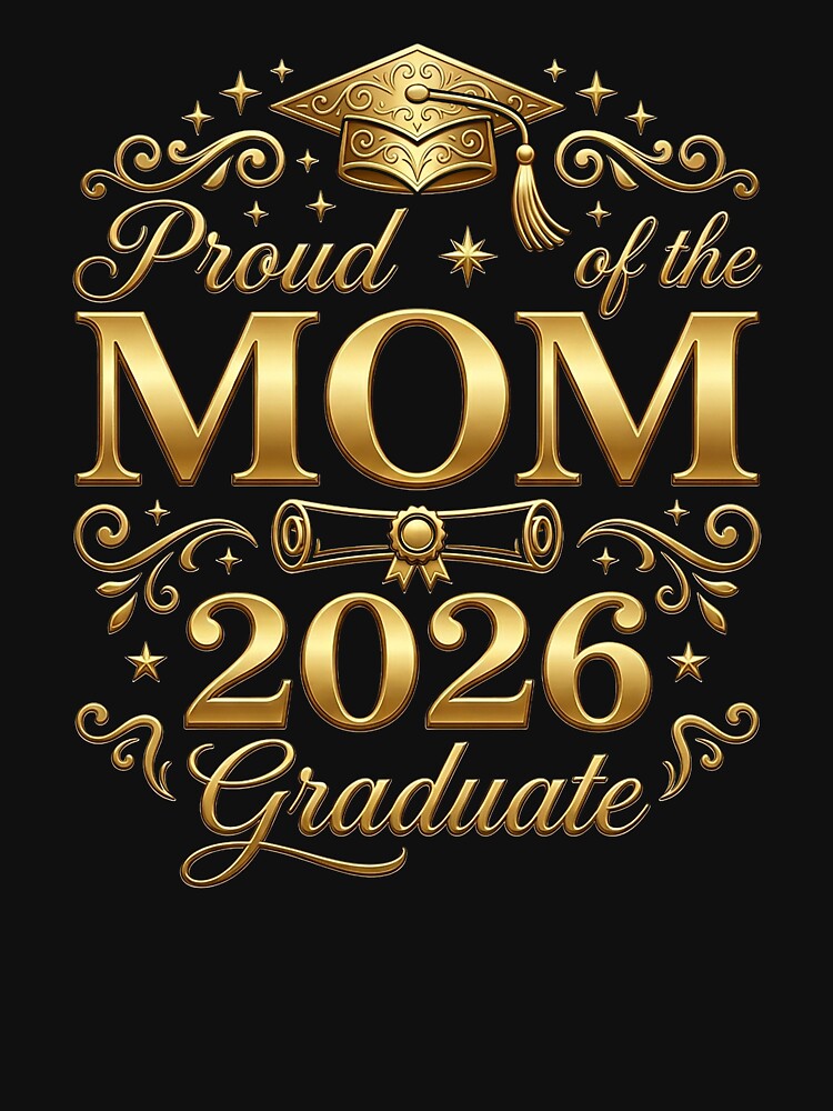 Luxury Proud Mom of the 2026 Graduate Gold Typography Elegant Graduation Design by Verycutethings