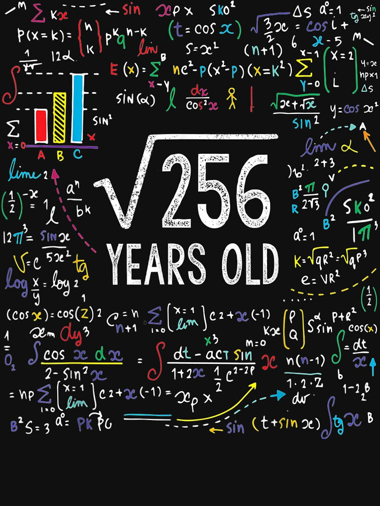 Square Root Of 256 16Th Birthday 16 Year Old Gifts Math Bday by ElieserGomez
