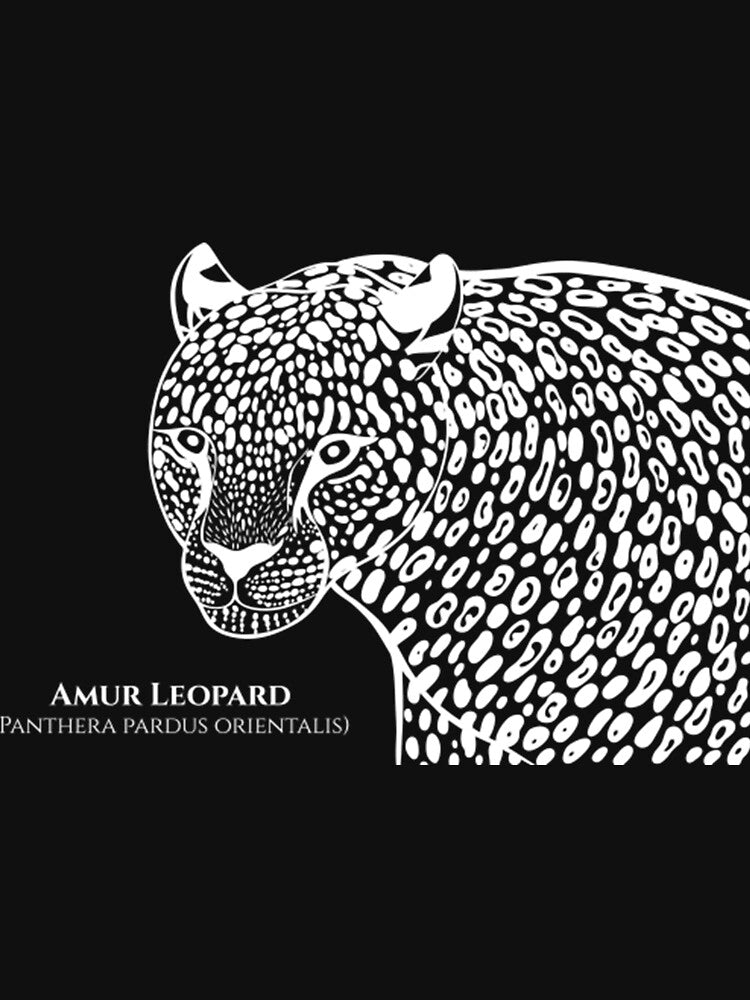 Amur Leopard with Common and Latin Names - detailed big cat by ElenaDenesik