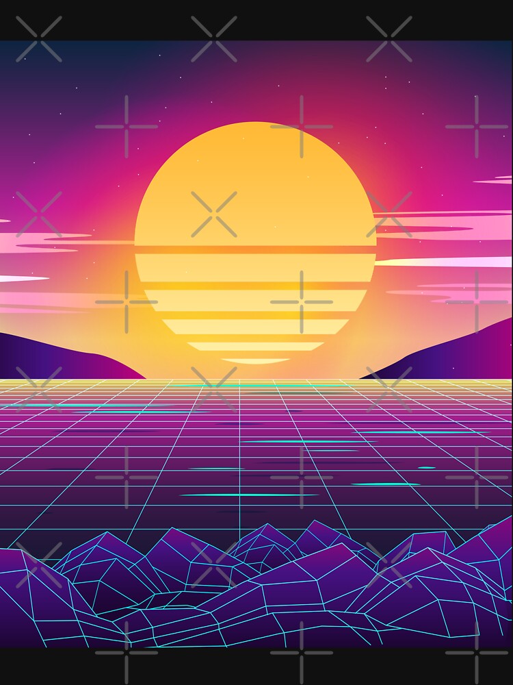 80s Sunset at the Beach Retrowave by MaiZephyr
