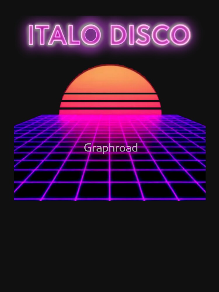 Italo Disco Neon Grid – 80s Synthwave Sunset Aesthetic by Graphroad