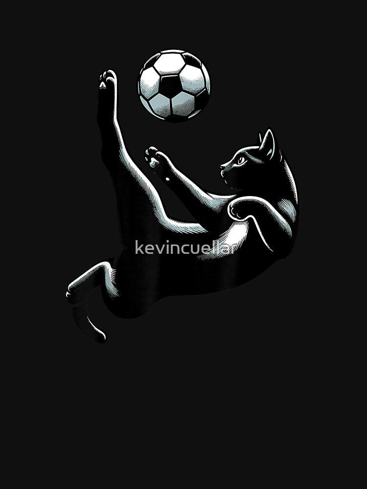 Cat Bicycle Kick - Soccer Fans Women Men Kids T-Shirt by kevincuellar