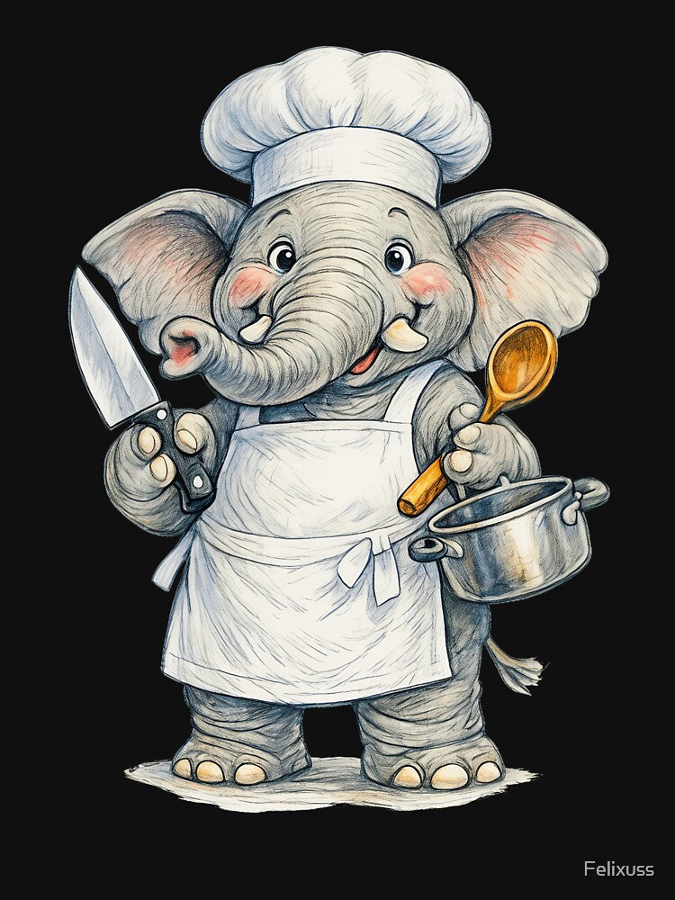 Cute Chef Elephant Clipart by Felixuss