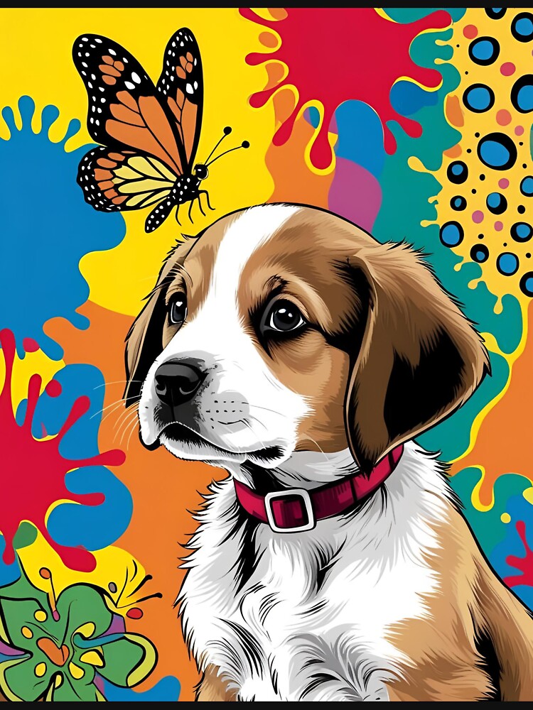 Puppy and Butterfly by The Neon Pastel