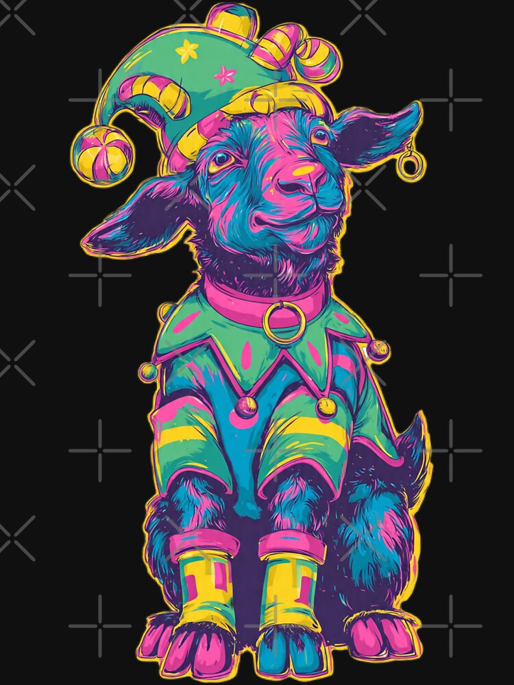 Vibrant Psychedelic Jester Goat - Colorful Trippy Rainbow Animal Art by DailySparks