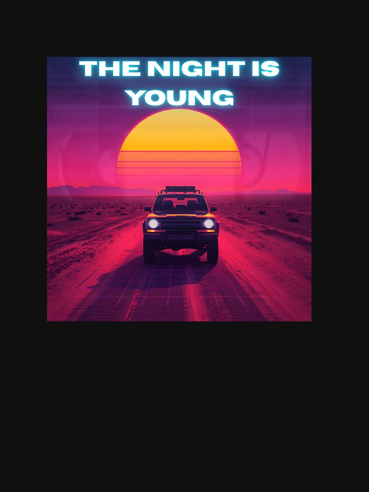 The Night Is Young - Retro 80s Synthwave Sunset Car by DOROTA-0909