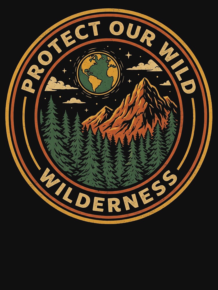 Protect Our Wild Wilderness Vintage Mountain Badge by TeNovaStudio