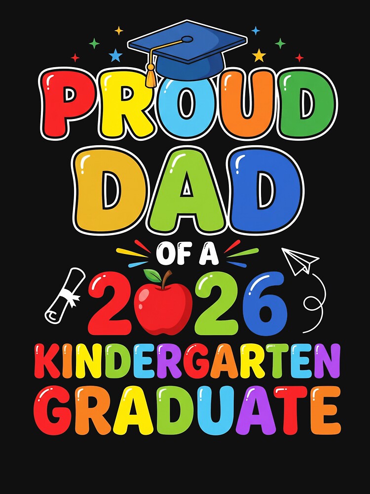 Proud Dad of 2026 Kindergarten Graduate Colorful by SofenArt