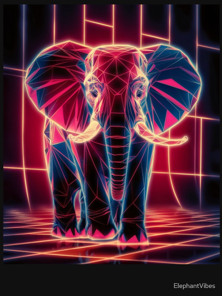Elephant Portrait. retrowave elephant by ElephantVibes