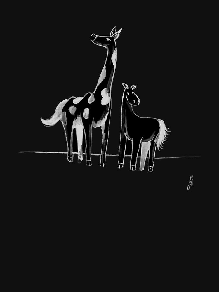 Great Friends White Inverted Ink Drawing by BOKEbyTC