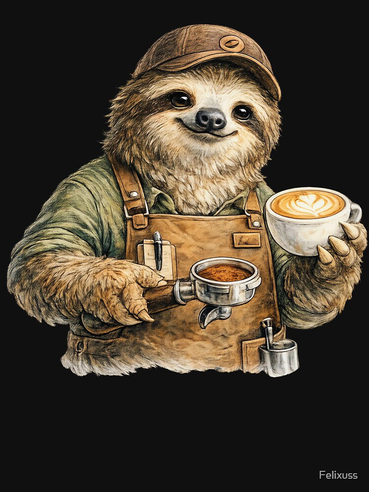 Cute Barista Sloth Clipart by Felixuss