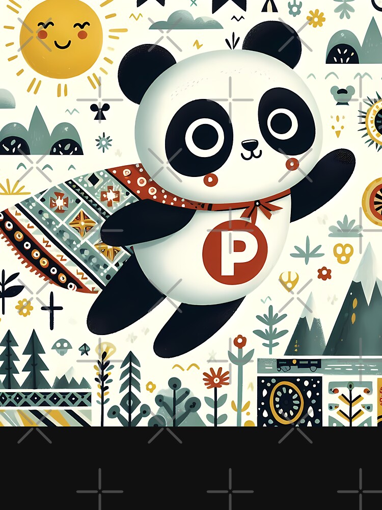 Cute Panda Superhero - Folk Art by heidiannemorris © by FOLK ART FUSION by heidiannemorris